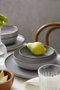 Hermia MOD18Y4B730955 Juego de Cena Porcelana 18 Piezas Gris, Apto Microondas y Lavavajillas